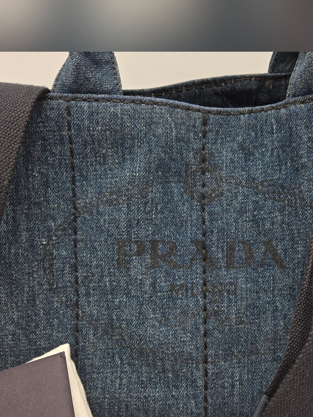 Prada Navy Denim Tote with Gold Hardware - Prada Canvas Canapa, COA included - Picture 3 of 17